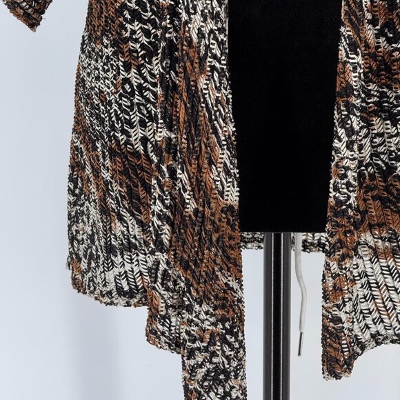 Vtg Chicos Animal Print Cardigan Jacket Women M Asymmetrical‎ Open Knit Sheer - Picture 4 of 6
